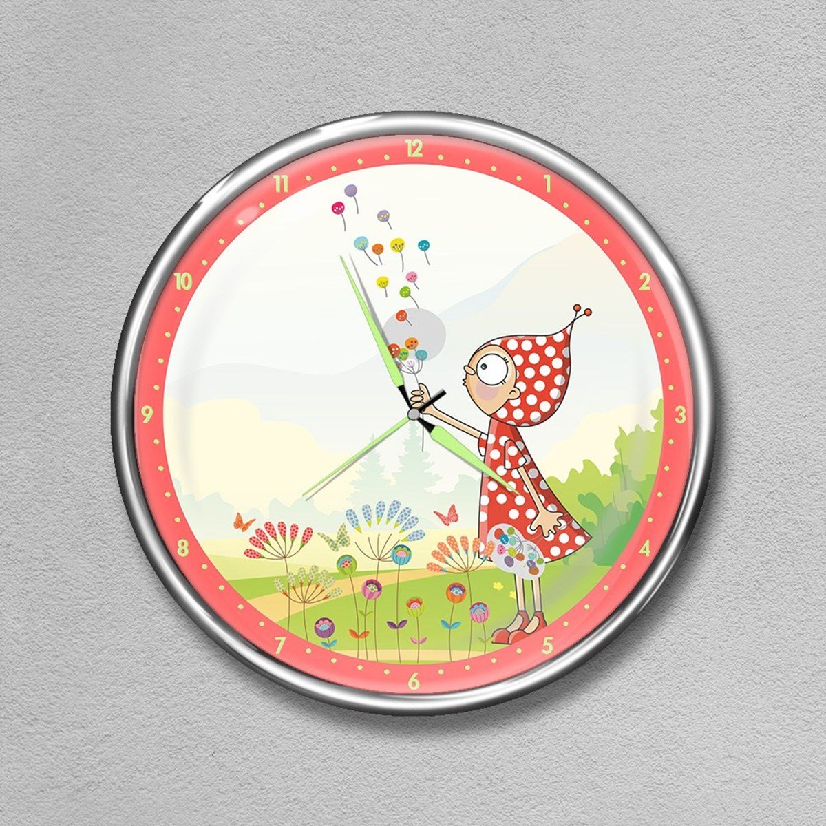 Dekor Loft Premium Gece Parlayan Çocuk Odası Duvar Saati  FS-1552