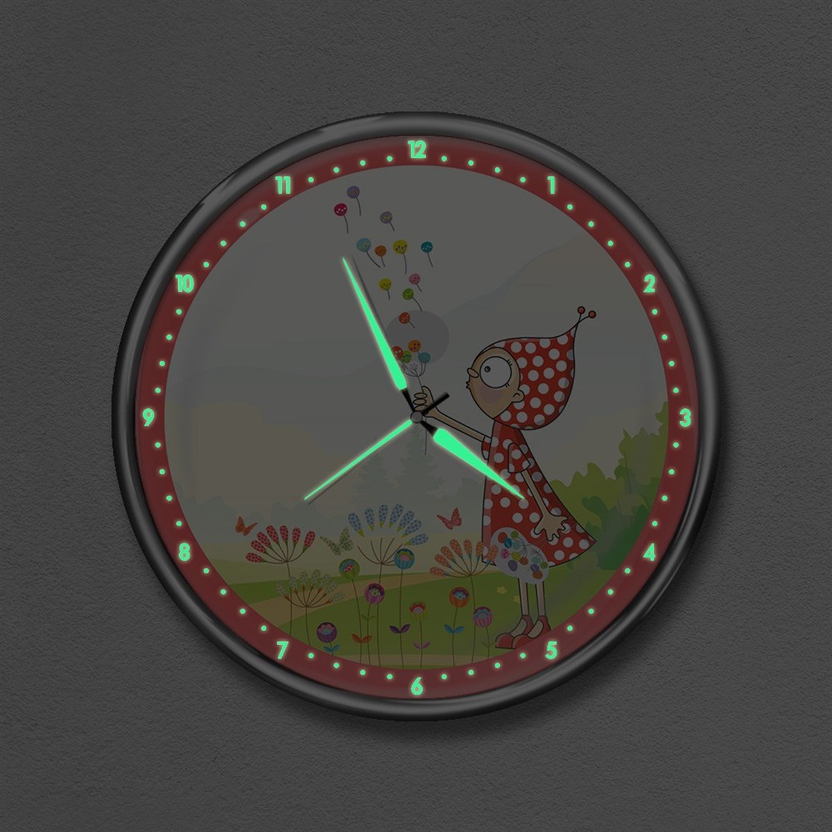 Dekor Loft Premium Gece Parlayan Çocuk Odası Duvar Saati  FS-1552