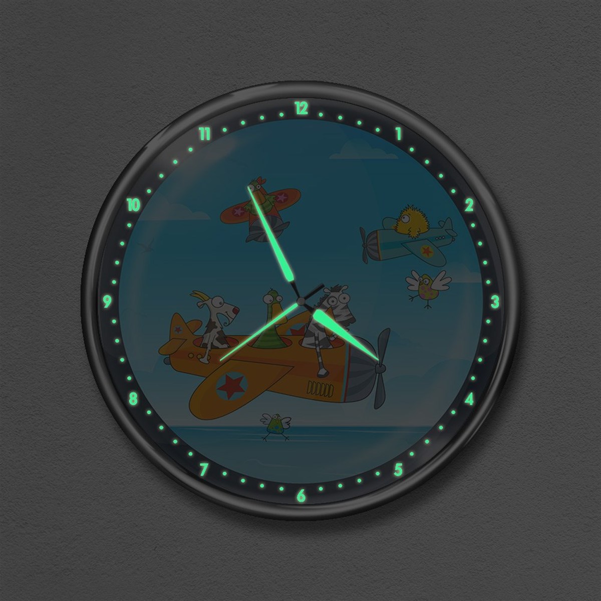 Dekor Loft Premium Gece Parlayan Çocuk Odası Duvar Saati  FS-1524