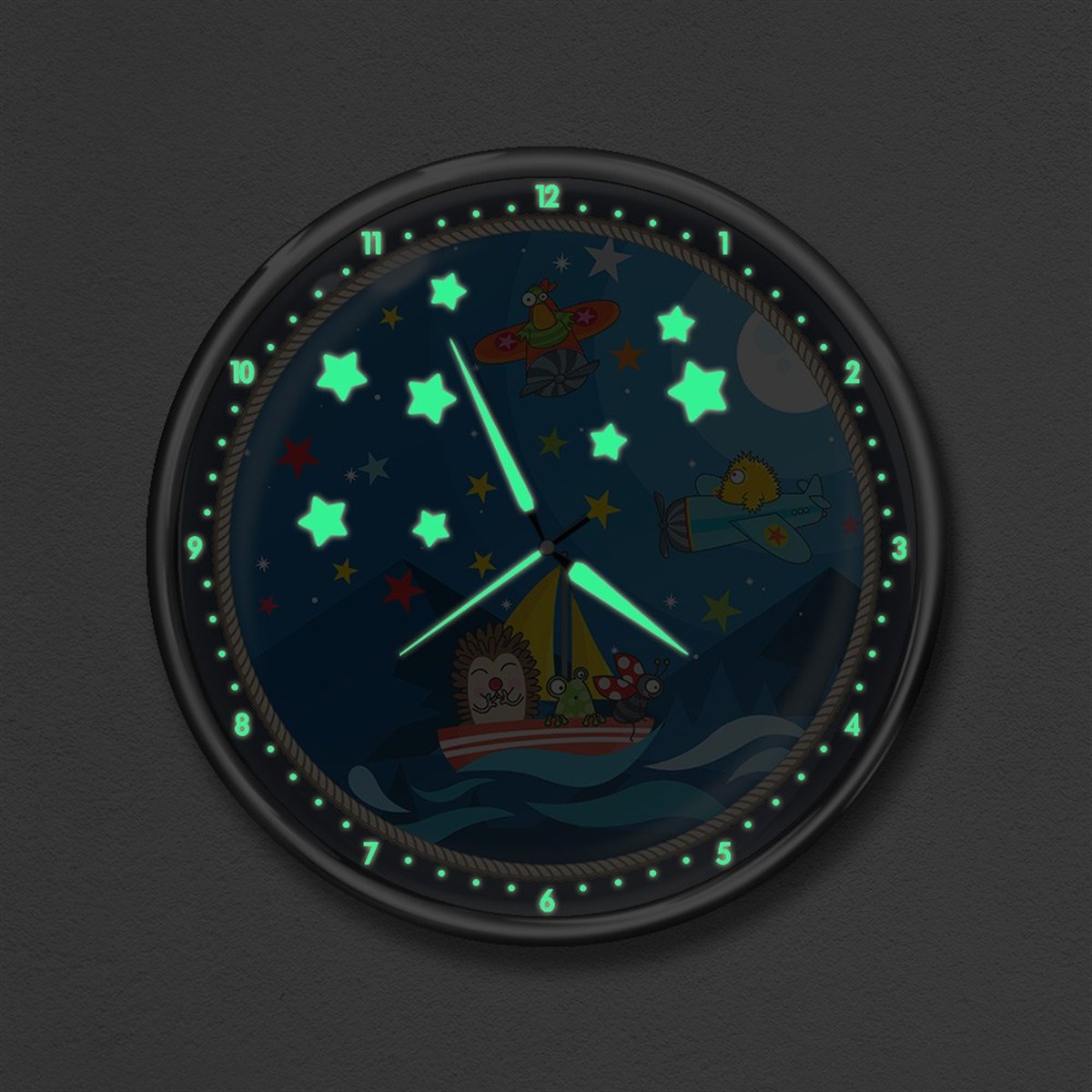 Dekor Loft Premium Gece Parlayan Çocuk Odası Duvar Saati  FS-1518