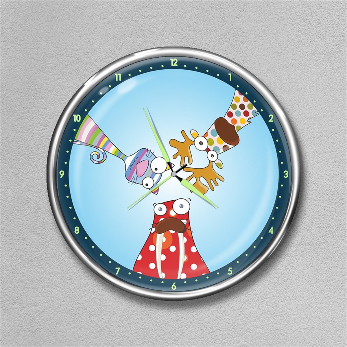 Dekor Loft Premium Gece Parlayan Çocuk Odası Duvar Saati  FS-1554