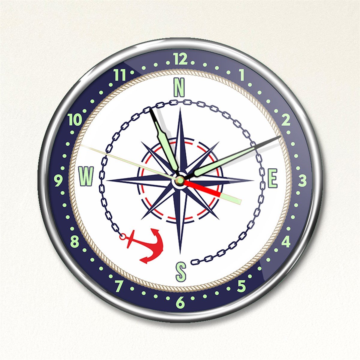 Dekor Loft Premium Gece Parlayan Denizci Çocuk Odası Duvar Saati PFS-1733