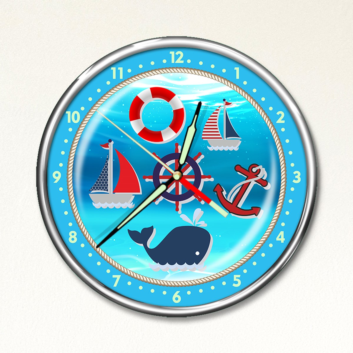 Dekor Loft Premium Gece Parlayan Denizci Çocuk Odası Duvar Saati PFS-1779