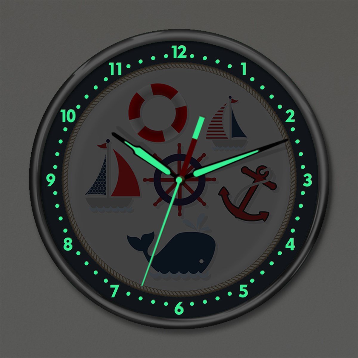 Dekor Loft Premium Gece Parlayan Denizci Çocuk Odası Duvar Saati PFS-1731