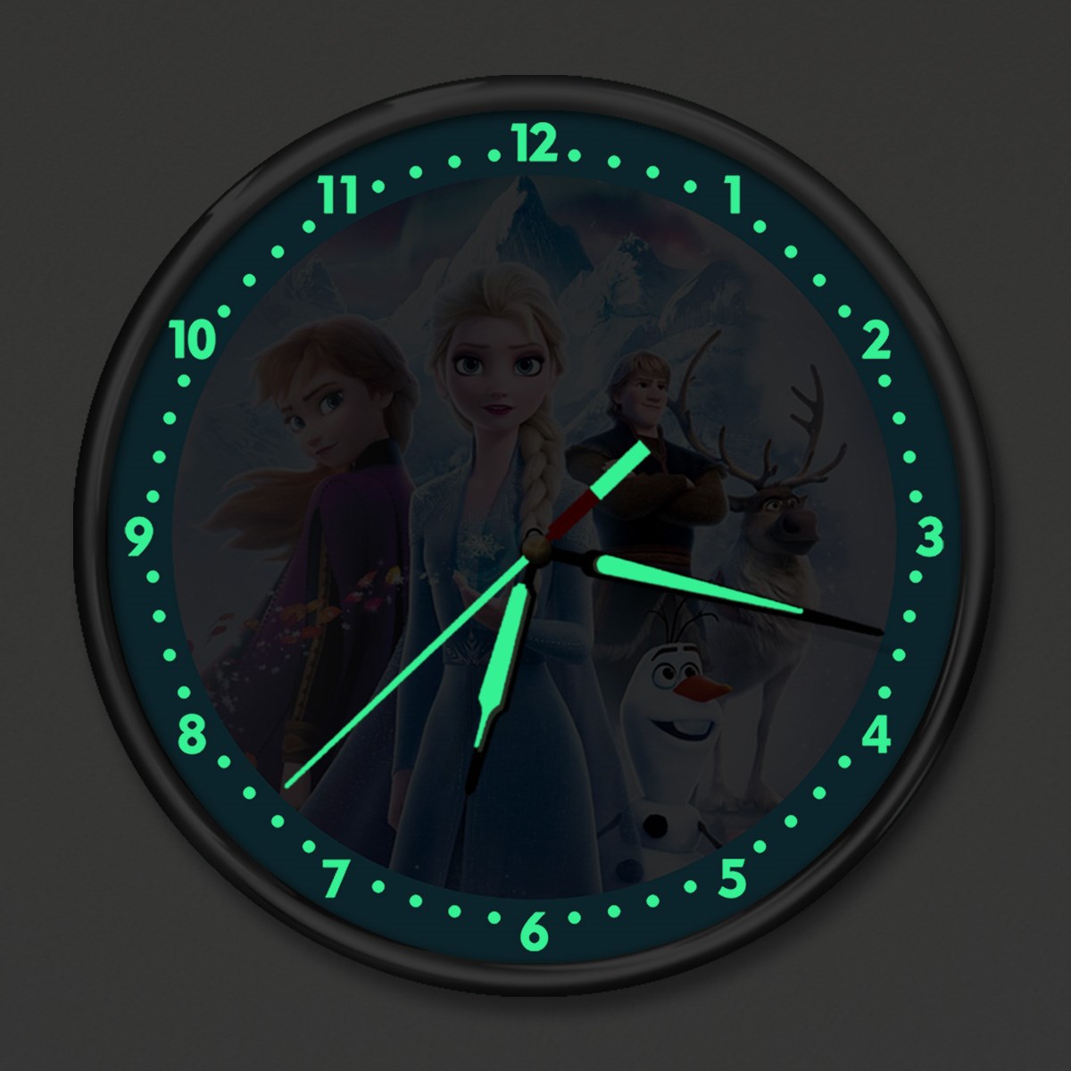 Dekor Loft Premium Gece Parlayan Elsa Frozen  Çocuk Odası Duvar Saati