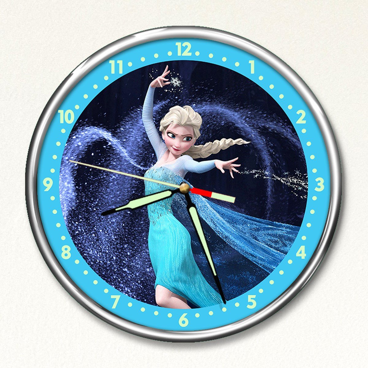Dekor Loft Premium Gece Parlayan Elsa Frozen  Çocuk Odası Duvar Saati