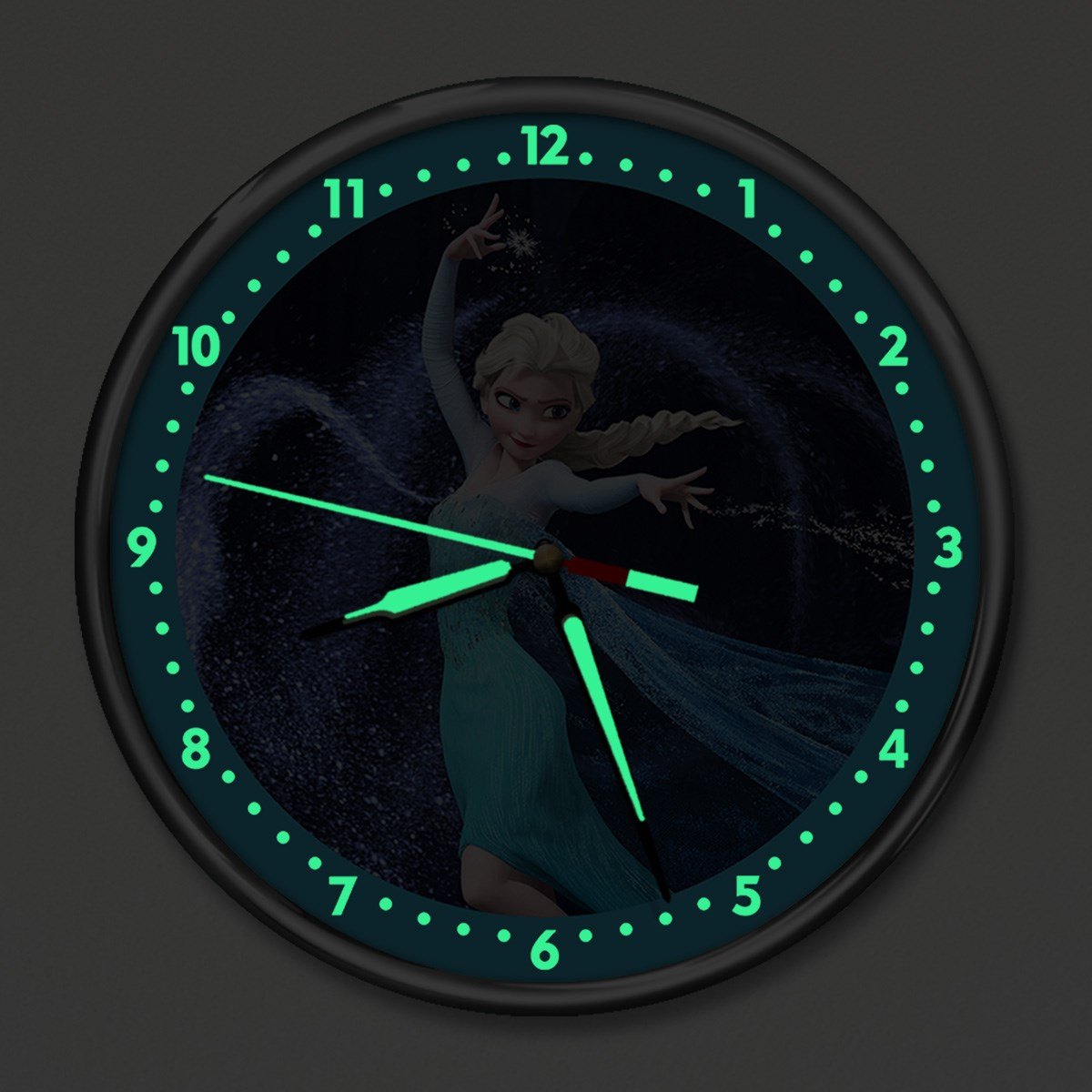 Dekor Loft Premium Gece Parlayan Elsa Frozen  Çocuk Odası Duvar Saati