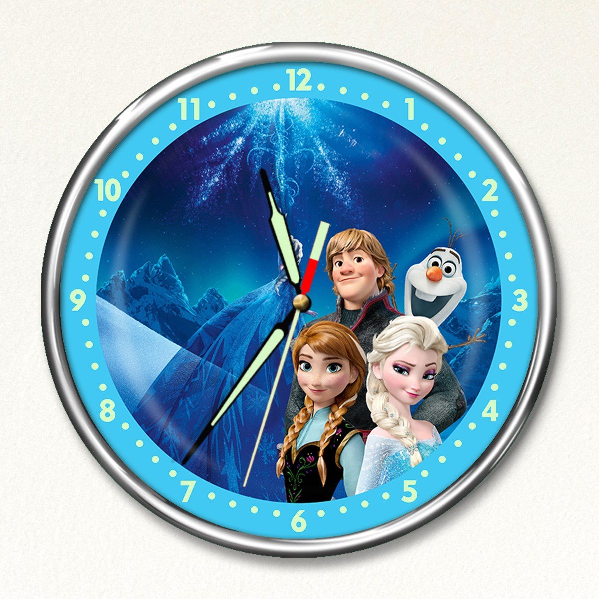 Dekor Loft Premium Gece Parlayan Frozen Elsa Çocuk Odası Duvar Saati