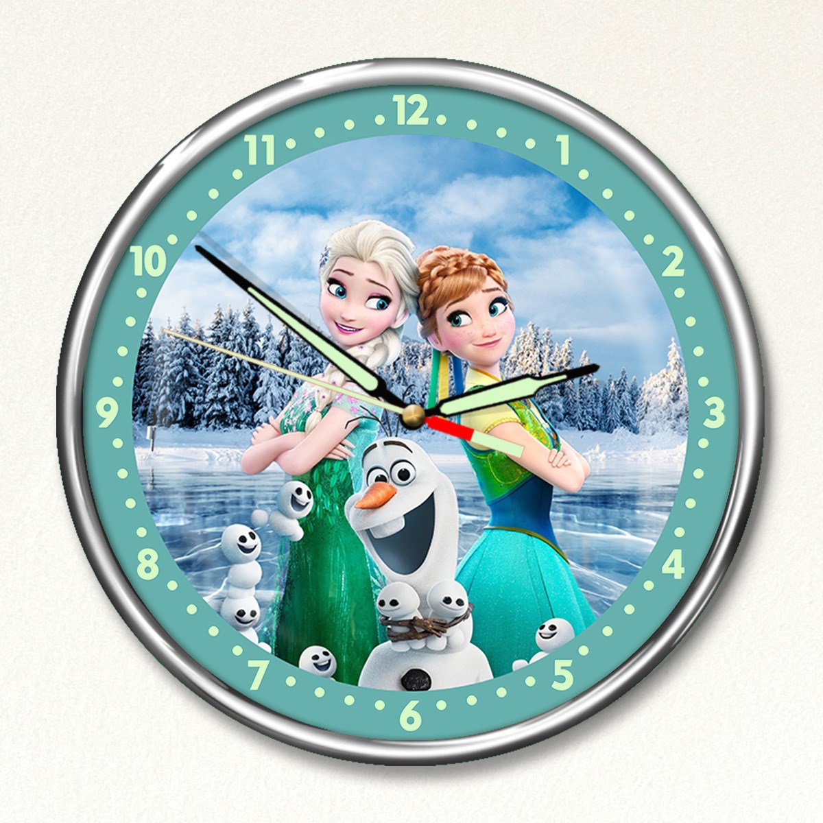Dekor Loft Premium Gece Parlayan Frozen Elsa Çocuk Odası Duvar Saati
