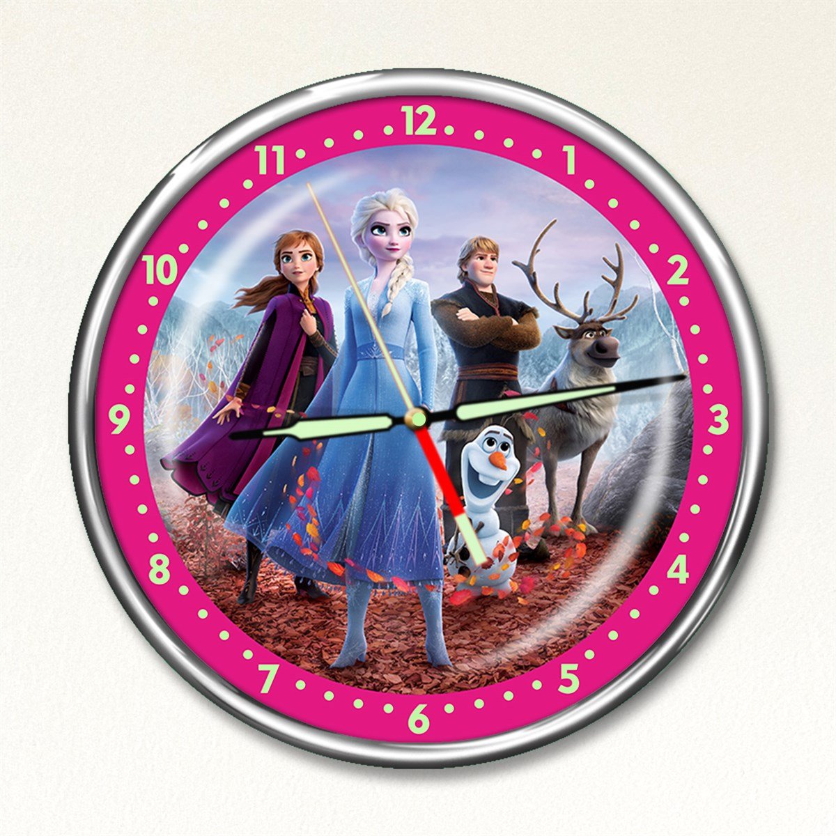 Dekor Loft Premium Gece Parlayan Frozen Elsa Çocuk Odası Duvar Saati PFS-1790
