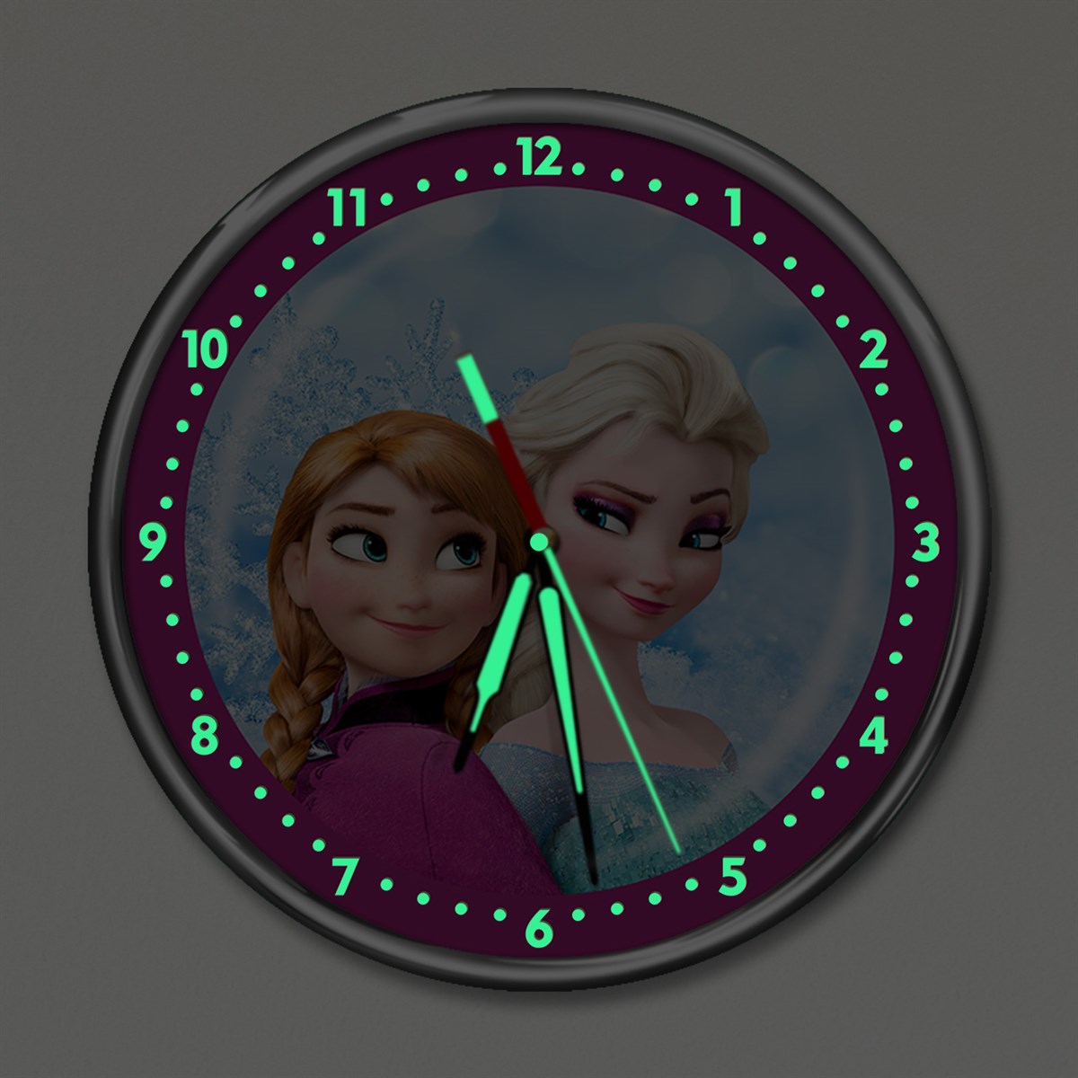 Dekor Loft Premium Gece Parlayan Frozen Elsa Çocuk Odası Duvar Saati PFS-1791