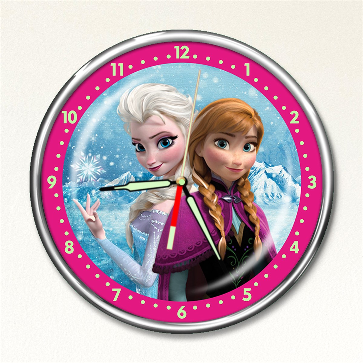 Dekor Loft Premium Gece Parlayan Frozen Elsa Çocuk Odası Duvar Saati PFS-1789