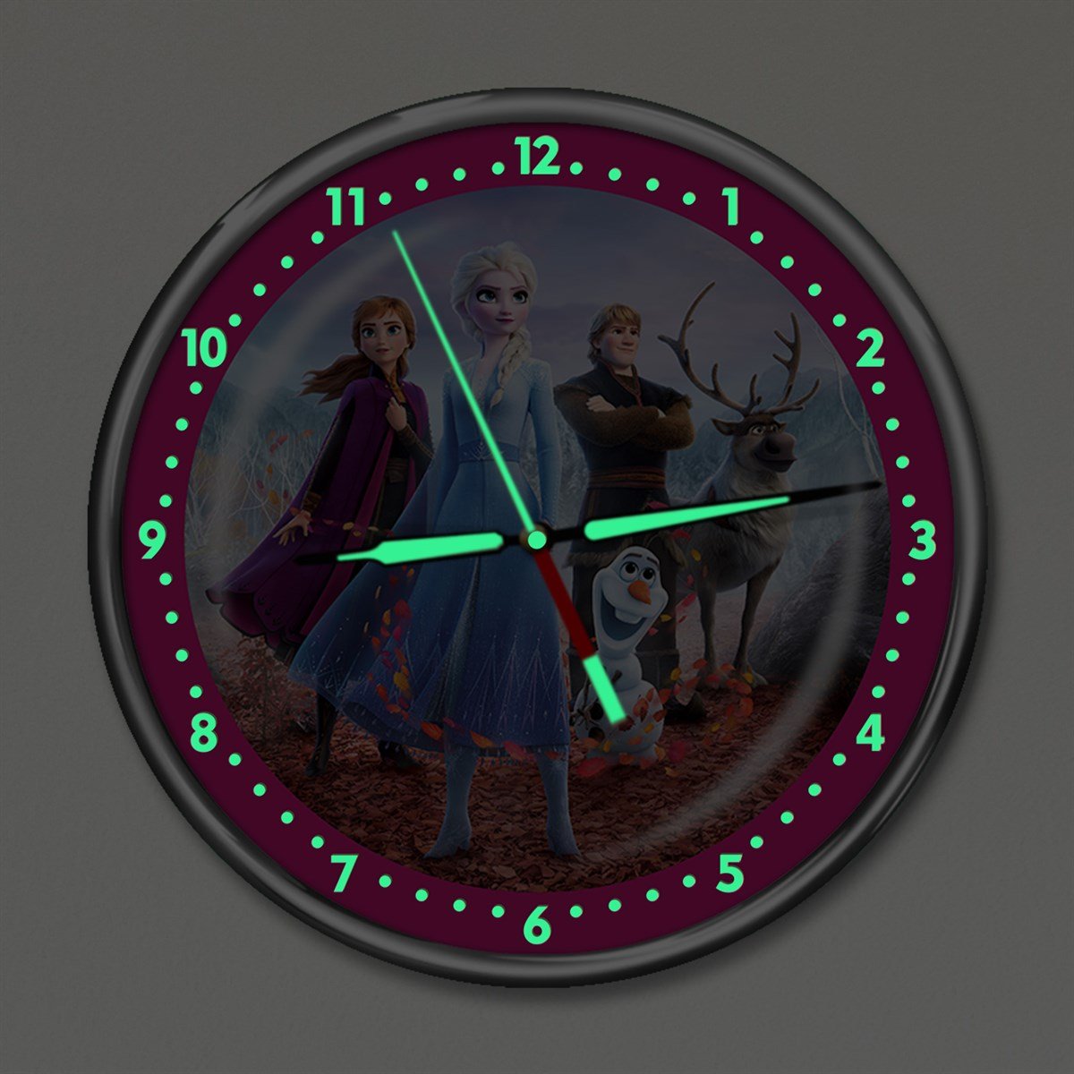 Dekor Loft Premium Gece Parlayan Frozen Elsa Çocuk Odası Duvar Saati PFS-1790