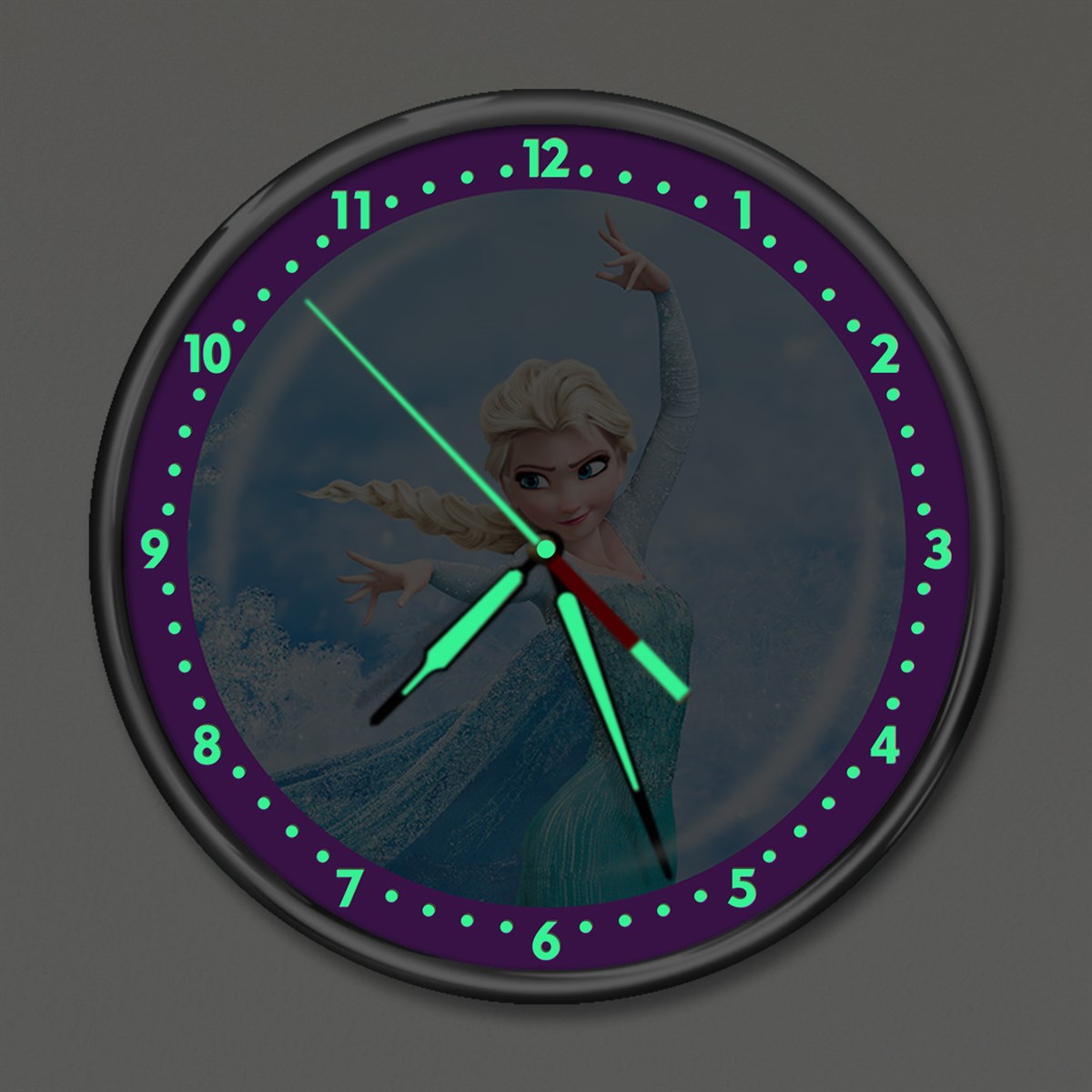 Dekor Loft Premium Gece Parlayan Frozen Elsa Çocuk Odası Duvar Saati PFS-1792