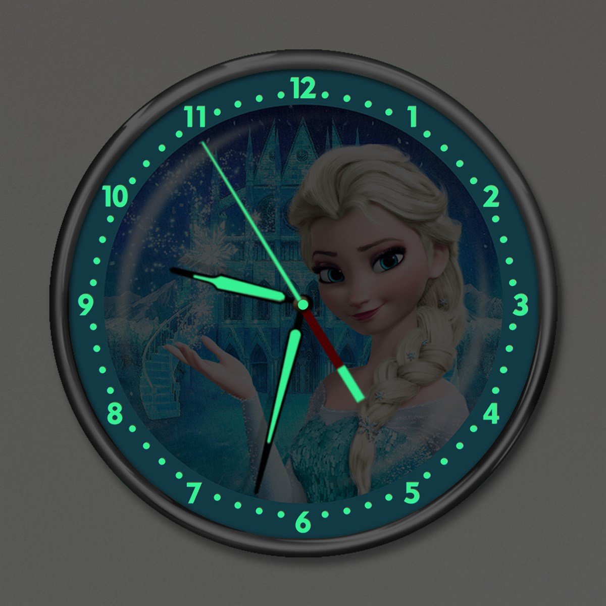 Dekor Loft Premium Gece Parlayan Frozen Elsa Çocuk Odası Duvar Saati PFS-1786