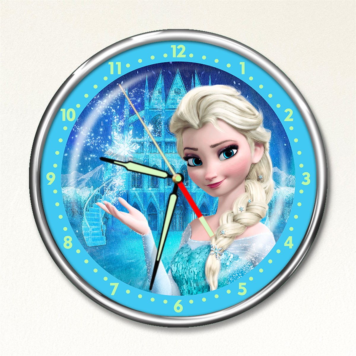 Dekor Loft Premium Gece Parlayan Frozen Elsa Çocuk Odası Duvar Saati PFS-1786