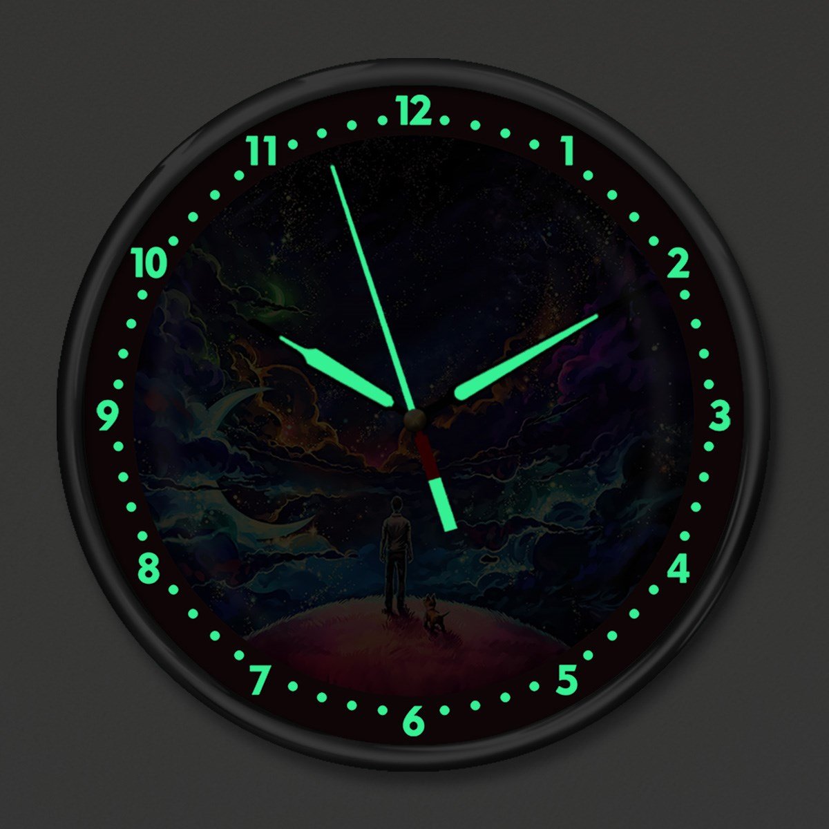 Dekor Loft Premium Gece Parlayan Gezli Gezegen  Çocuk Odası Duvar Saati