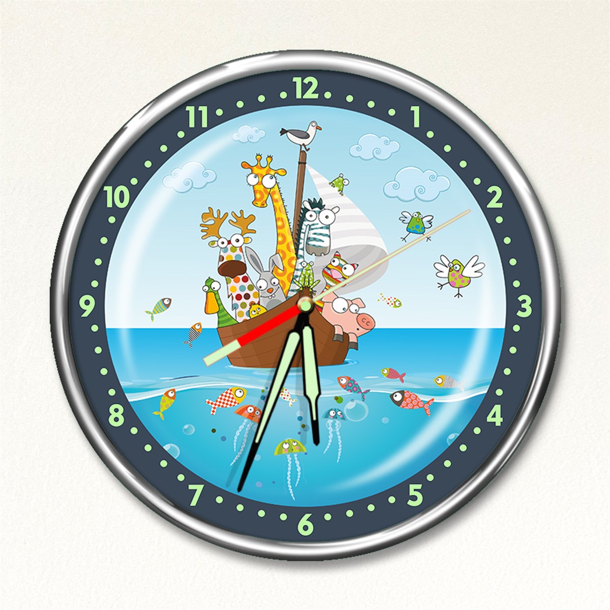 Dekor Loft Premium Gece Parlayan Komik Denizciler Çocuk Odası Duvar Saati PFS-1729