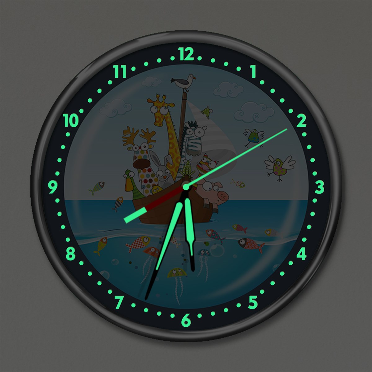 Dekor Loft Premium Gece Parlayan Komik Denizciler Çocuk Odası Duvar Saati PFS-1729