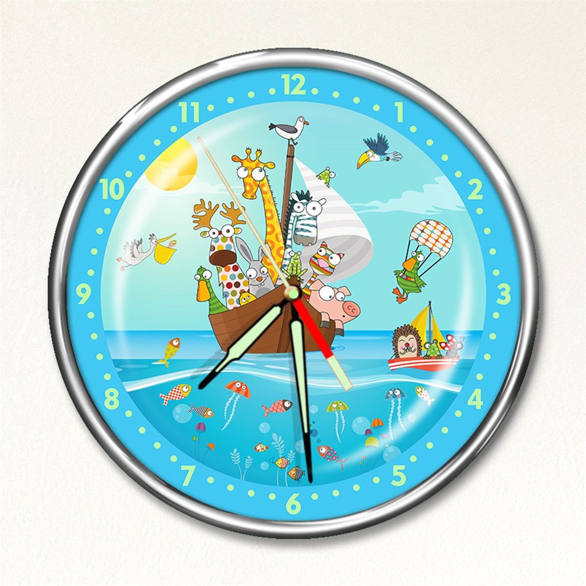 Dekor Loft Premium Gece Parlayan Komik Denizciler Çocuk Odası Duvar Saati PFS-1783