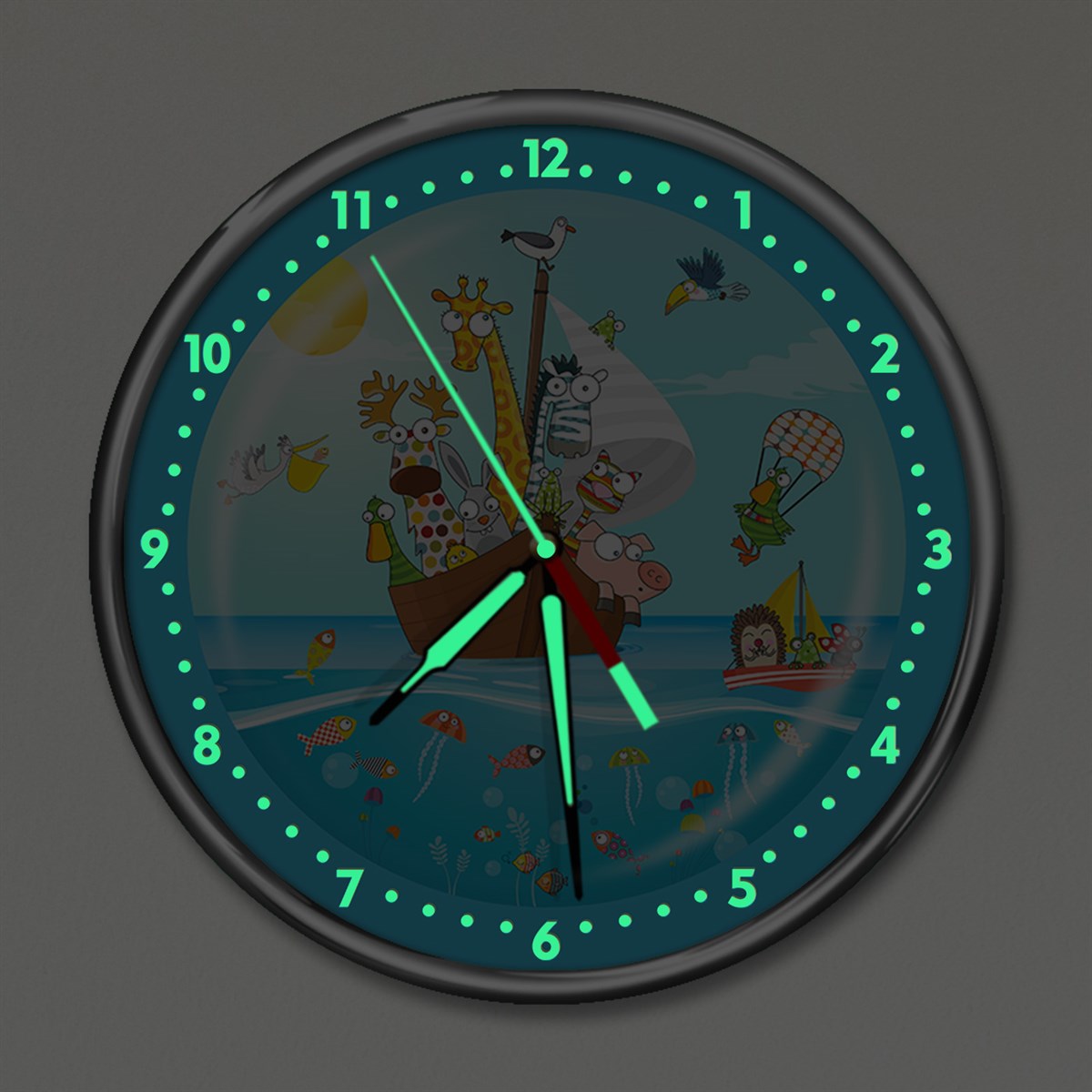 Dekor Loft Premium Gece Parlayan Komik Denizciler Çocuk Odası Duvar Saati PFS-1783