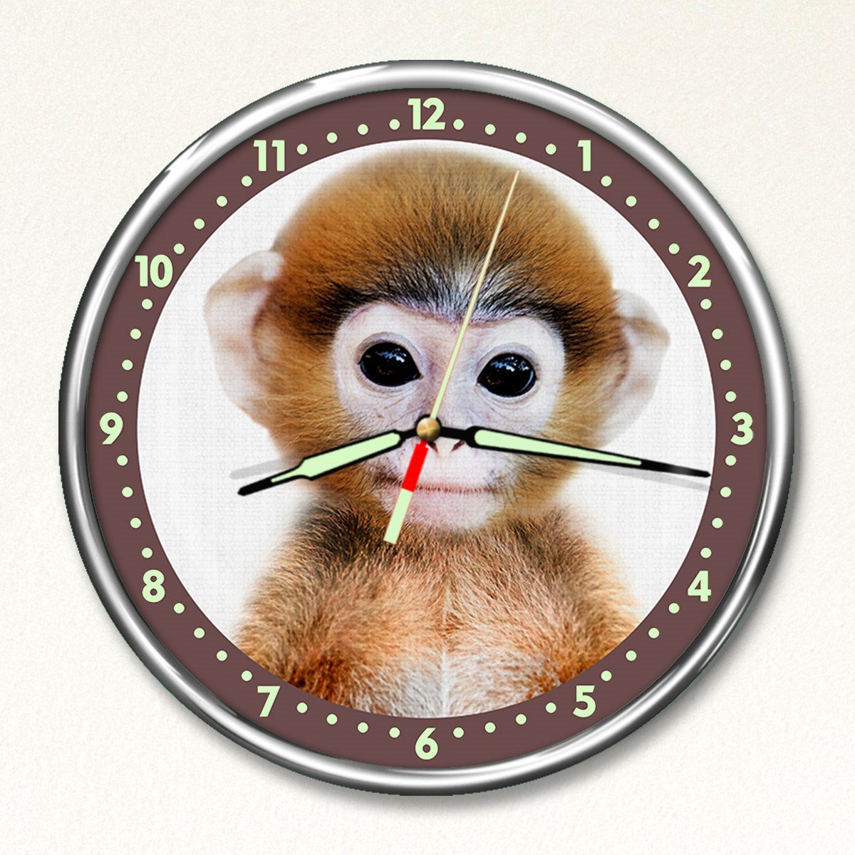 Dekor Loft Premium Gece Parlayan Maymun  Çocuk Odası Duvar Saati