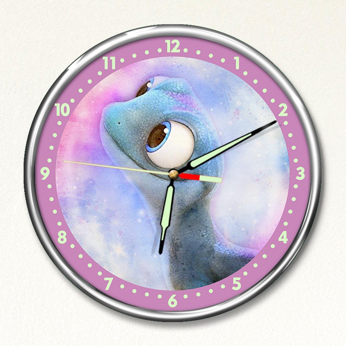 Dekor Loft Premium Gece Parlayan Minik Ejderha Çocuk Odası Duvar Saati