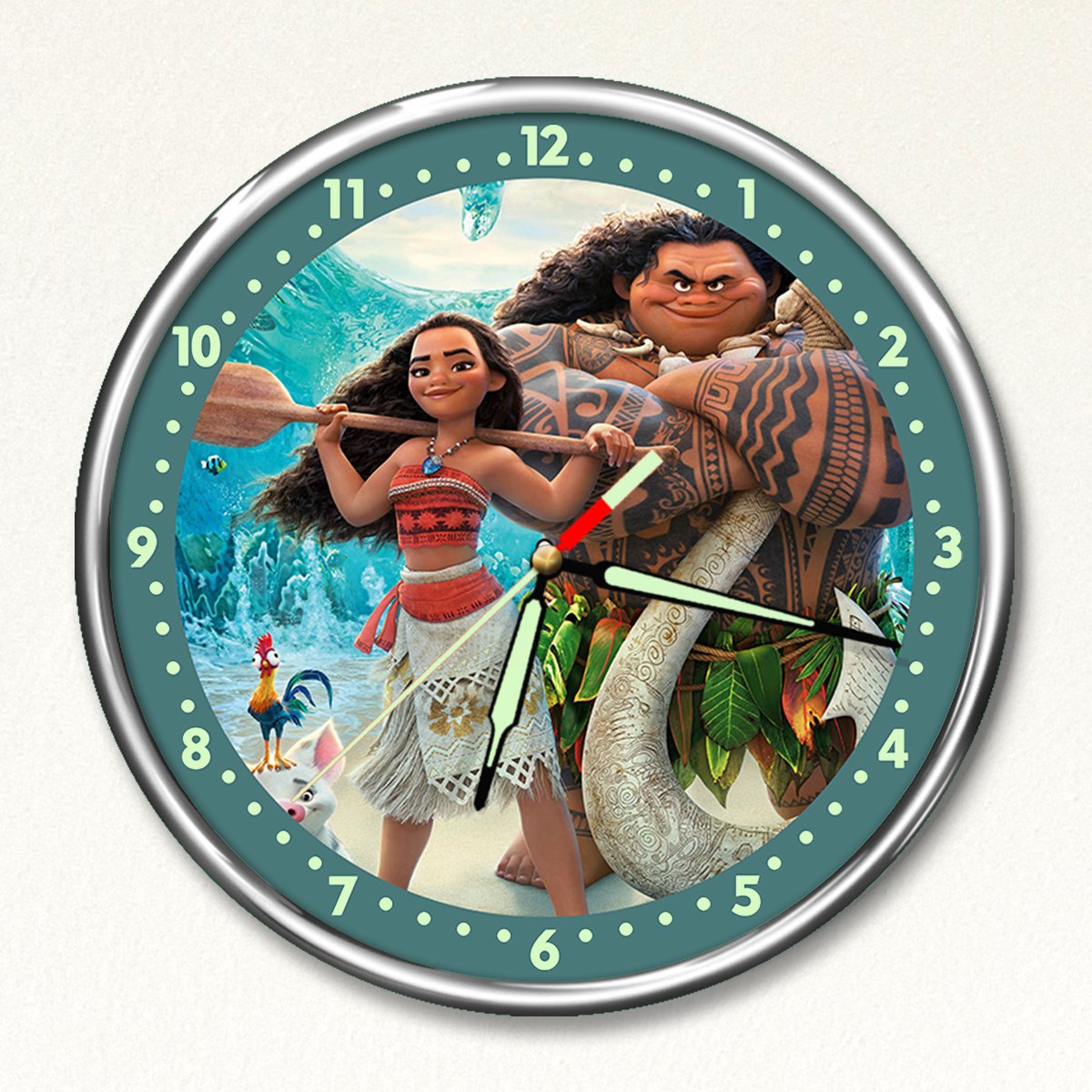 Dekor Loft Premium Gece Parlayan Moana  Çocuk Odası Duvar Saati