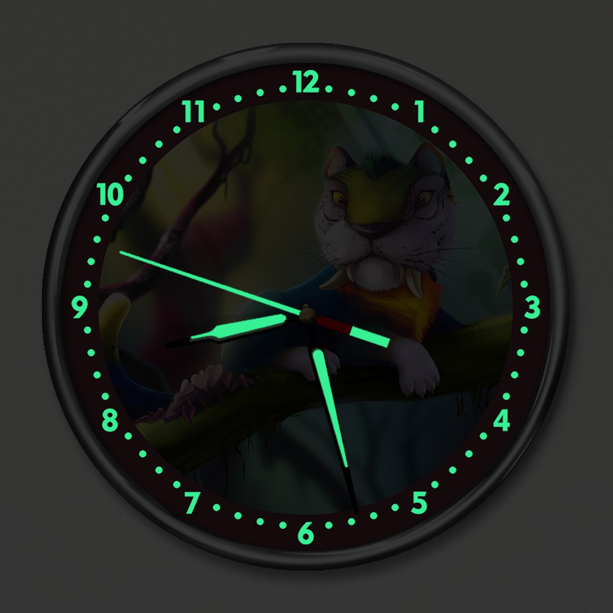 Dekor Loft Premium Gece Parlayan Ormanların Kralı  Çocuk Odası Duvar Saati