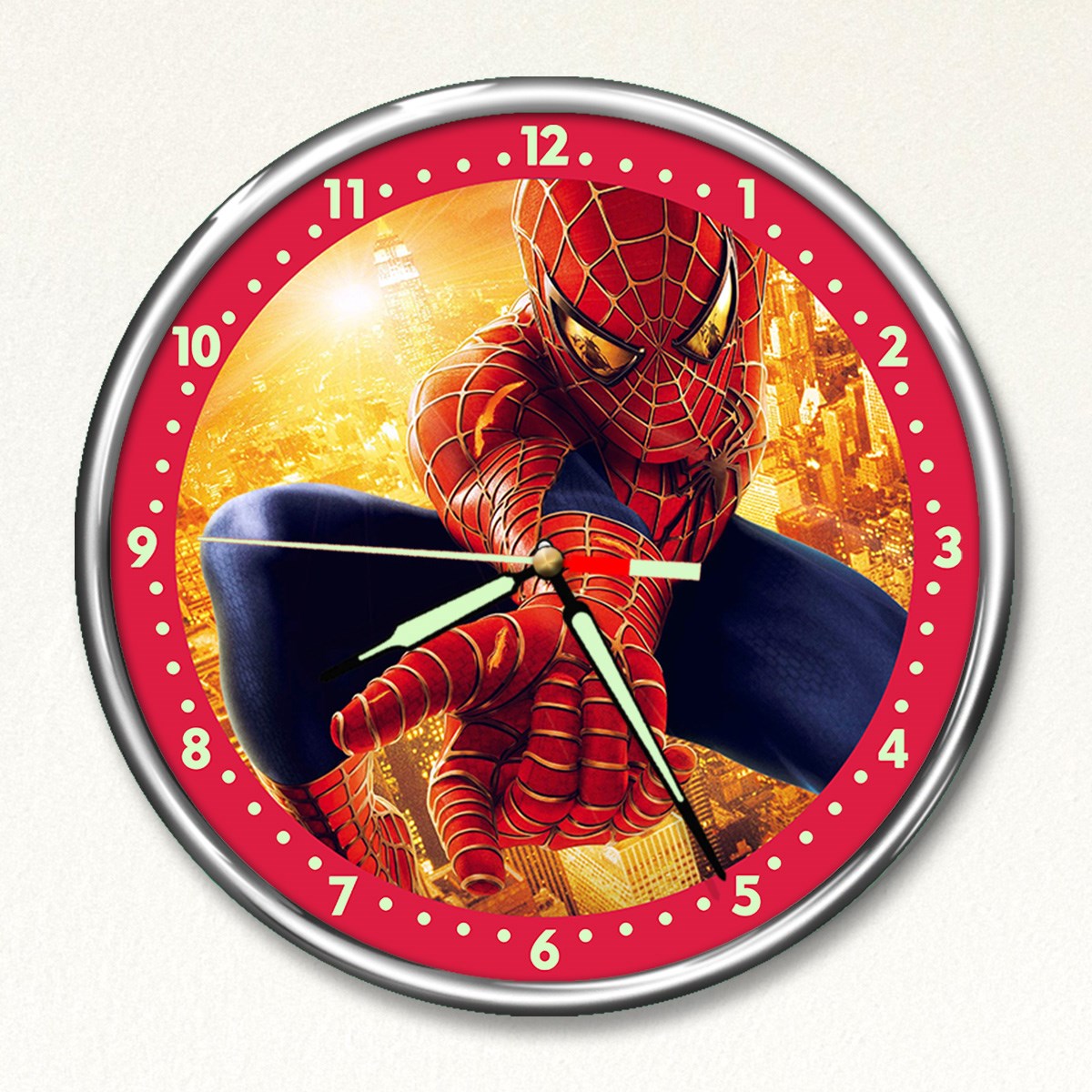 Dekor Loft Premium Gece Parlayan Örümcek Adam  Çocuk Odası Duvar Saati