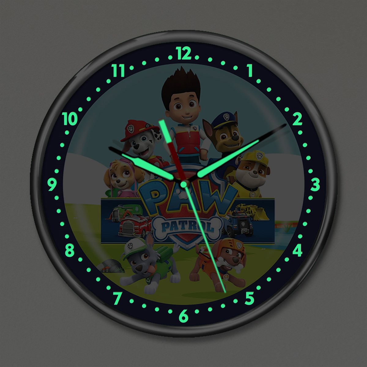 Dekor Loft Premium Gece Parlayan Paw Patrol Çocuk Odası Duvar Saati PFS-1795