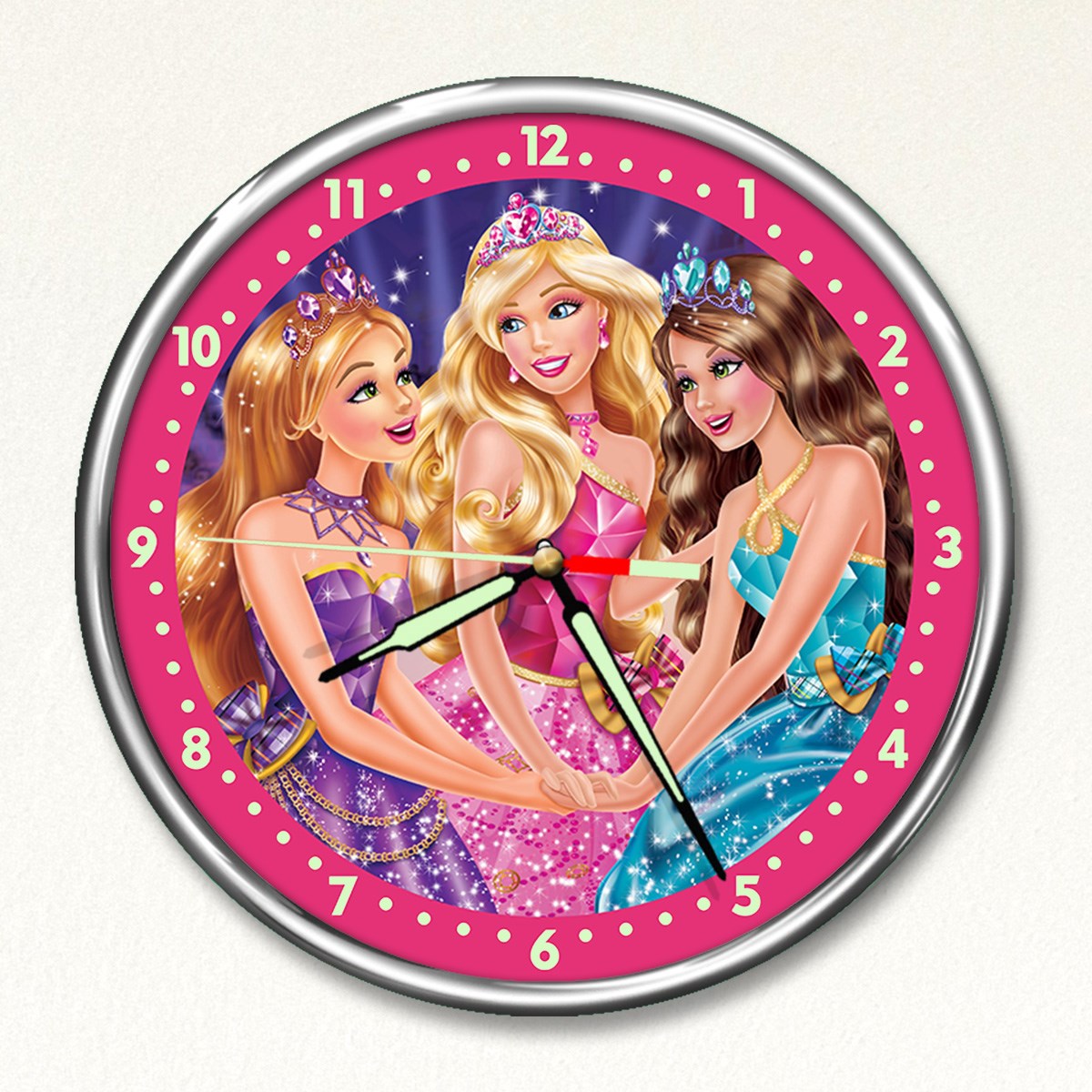 Dekor Loft Premium Gece Parlayan Prenses Babie  Çocuk Odası Duvar Saati