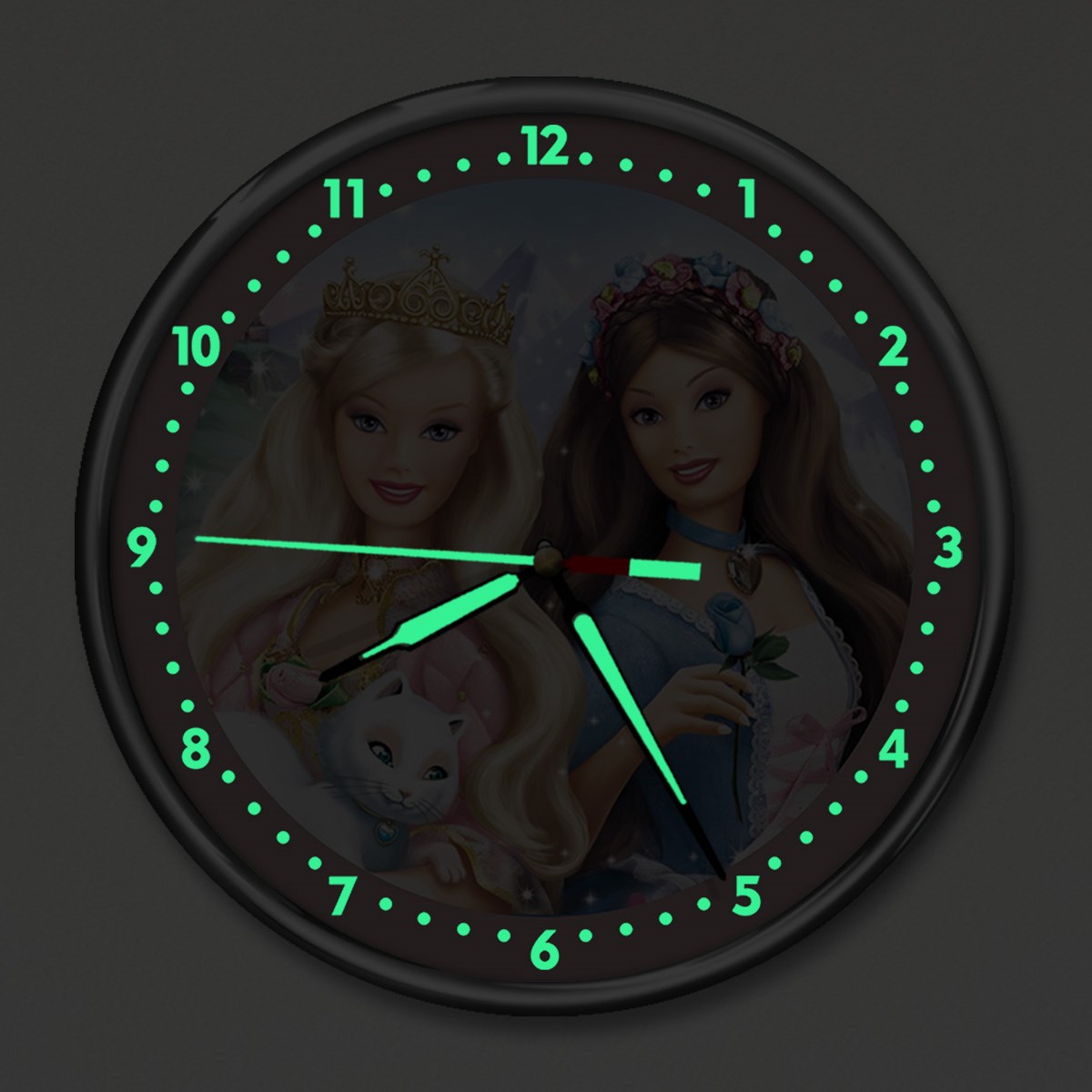 Dekor Loft Premium Gece Parlayan Prenses Babie  Çocuk Odası Duvar Saati