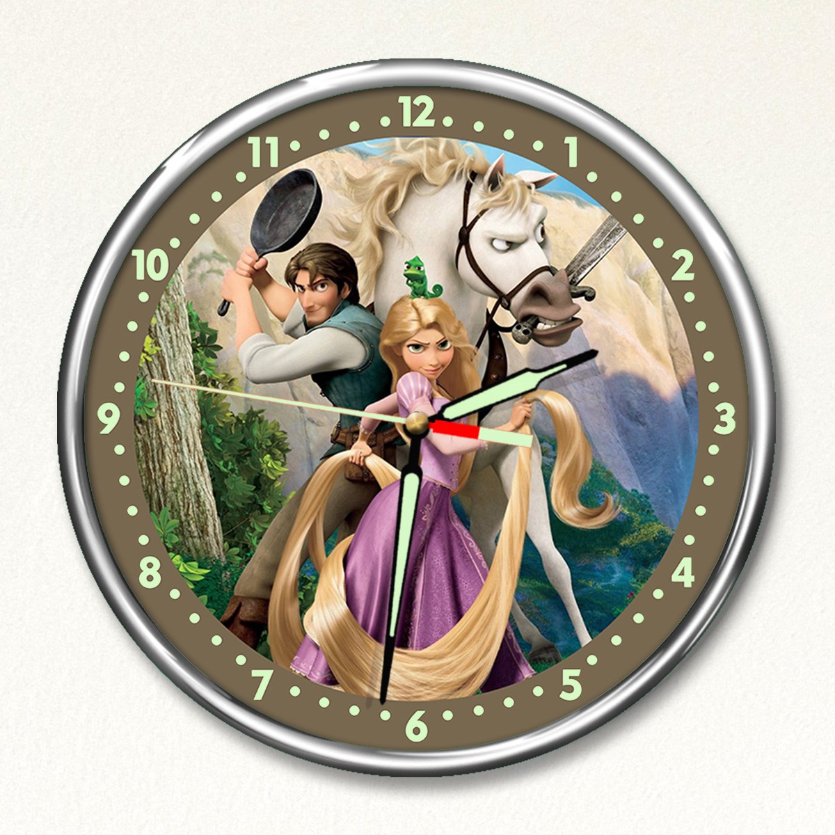 Dekor Loft Premium Gece Parlayan Rapunzel  Çocuk Odası Duvar Saati