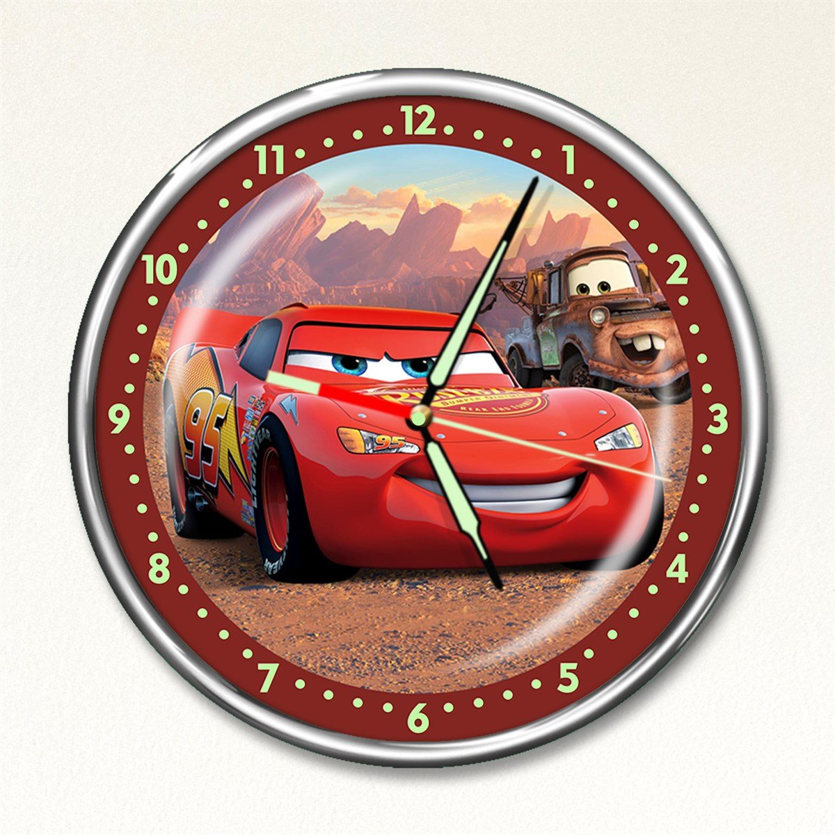 Dekor Loft Premium Gece Parlayan Şimşek McQueen Çocuk Odası Duvar Saati PFS-1704