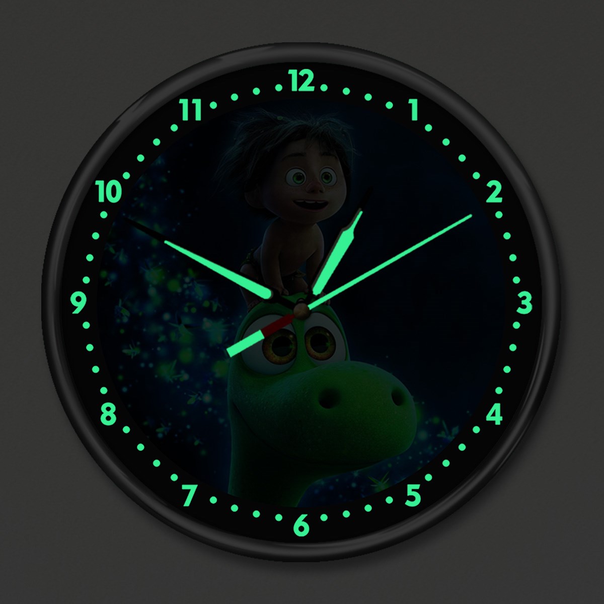 Dekor Loft Premium Gece Parlayan Şirin Dinazor  Çocuk Odası Duvar Saati