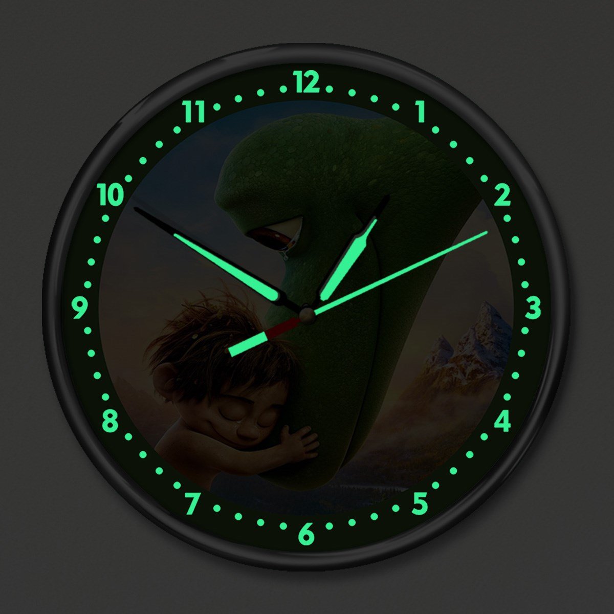 Dekor Loft Premium Gece Parlayan Şirin Dinazor  Çocuk Odası Duvar Saati