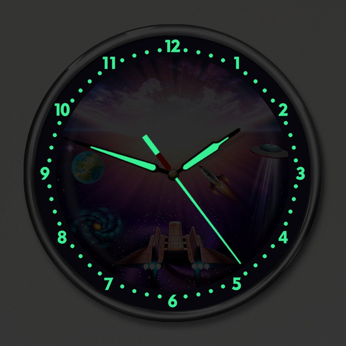 Dekor Loft Premium Gece Parlayan Uzay Yolculuğu Çocuk Odası Duvar Saati