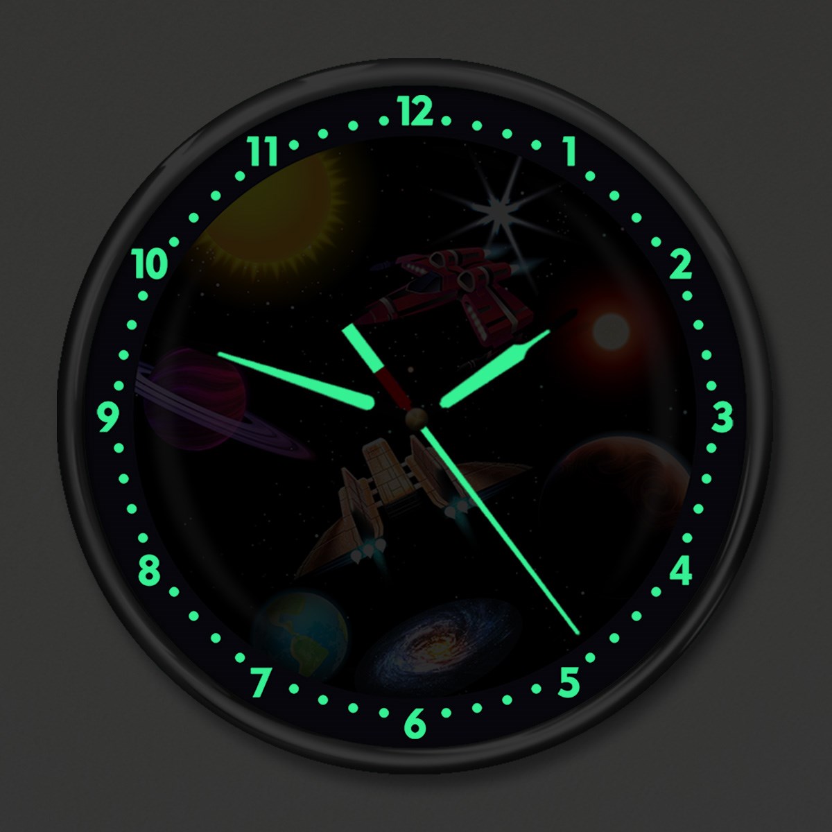 Dekor Loft Premium Gece Parlayan Uzay Savaşları Çocuk Odası Duvar Saati