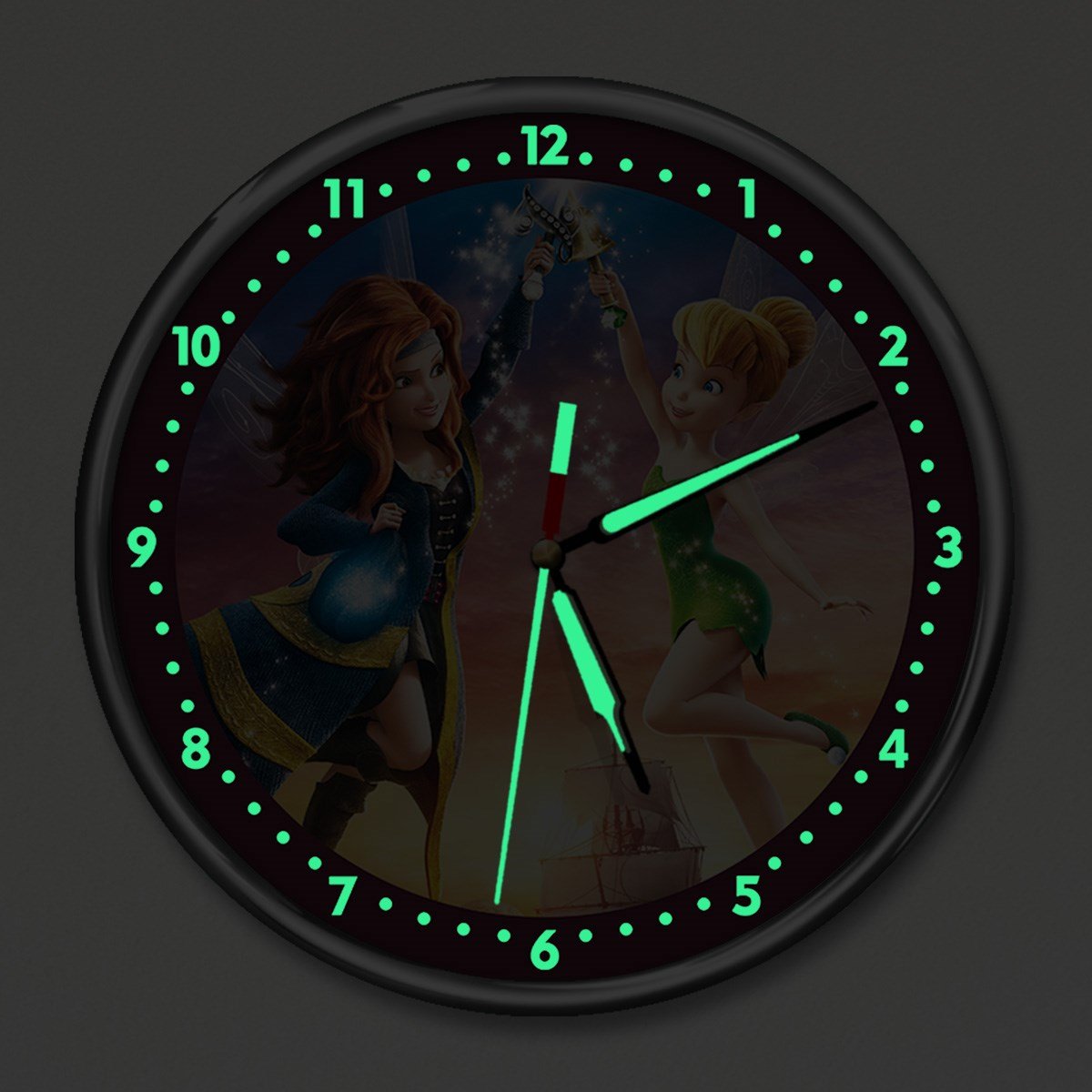 Dekor Loft Premium Gece Parlayan Winx Kızı  Çocuk Odası Duvar Saati