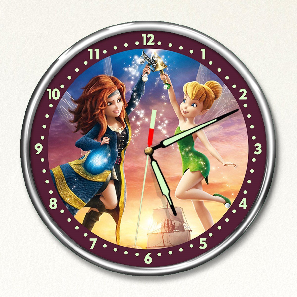 Dekor Loft Premium Gece Parlayan Winx Kızı  Çocuk Odası Duvar Saati