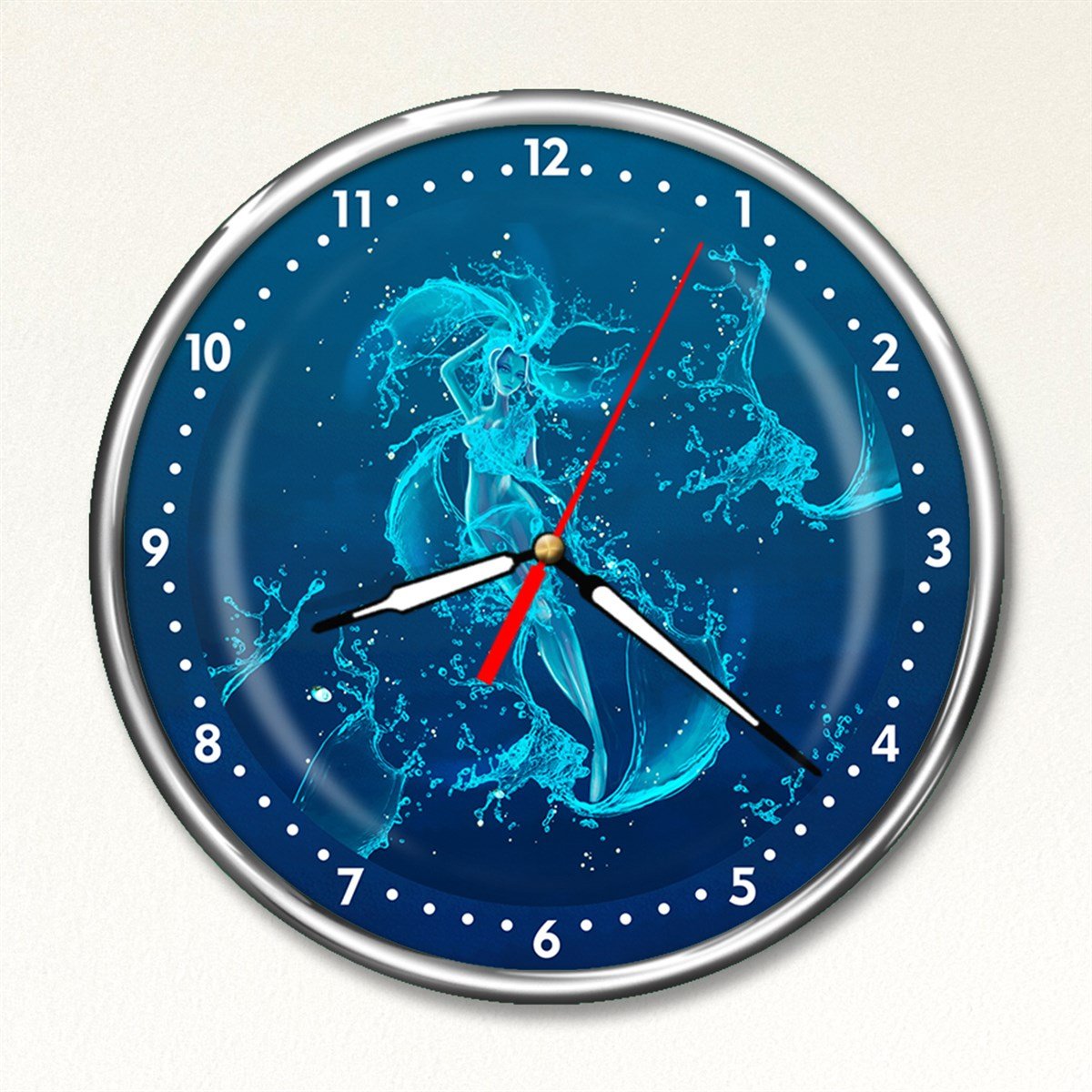 Dekor Loft Premium Selection Su Perisi, Kırılmaz Mineral Camlı Metal Çerçeveli Duvar Saati