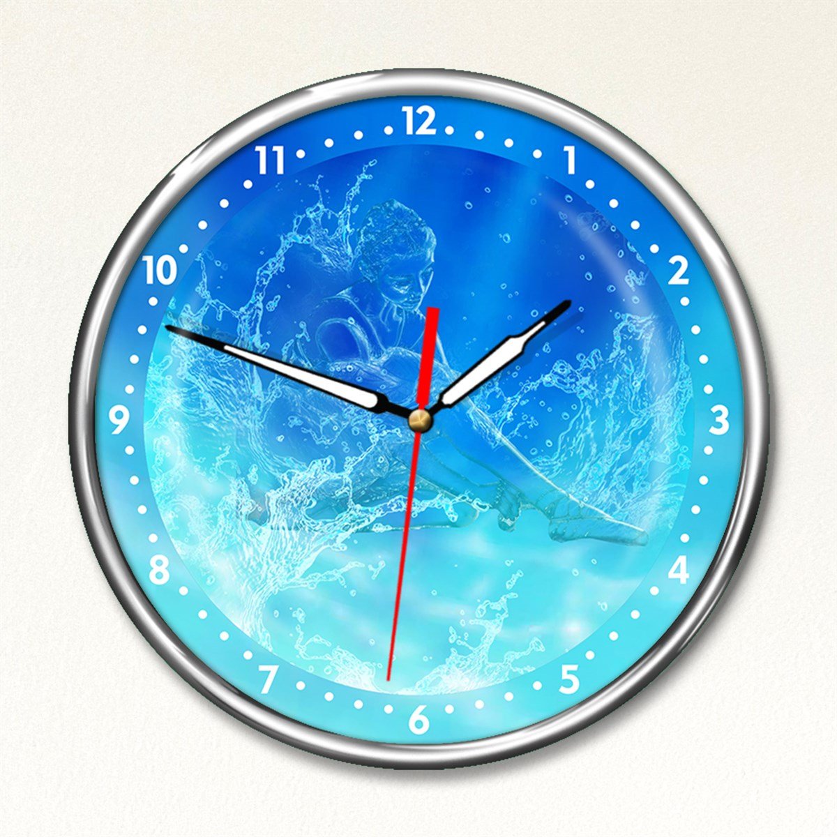 Dekor Loft Premium Selection Su Rüyası Balerin Kadın, Kırılmaz Mineral Camlı Metal Çerçeveli Duvar Saati