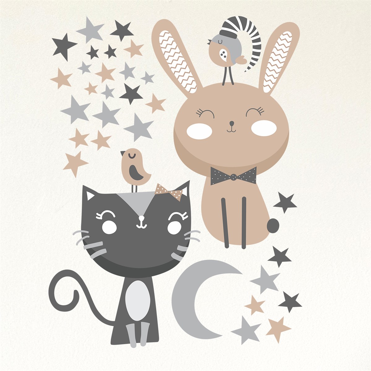 Dekor Loft Yıldızlı Kedi Çocuk Odası Sticker CS-867