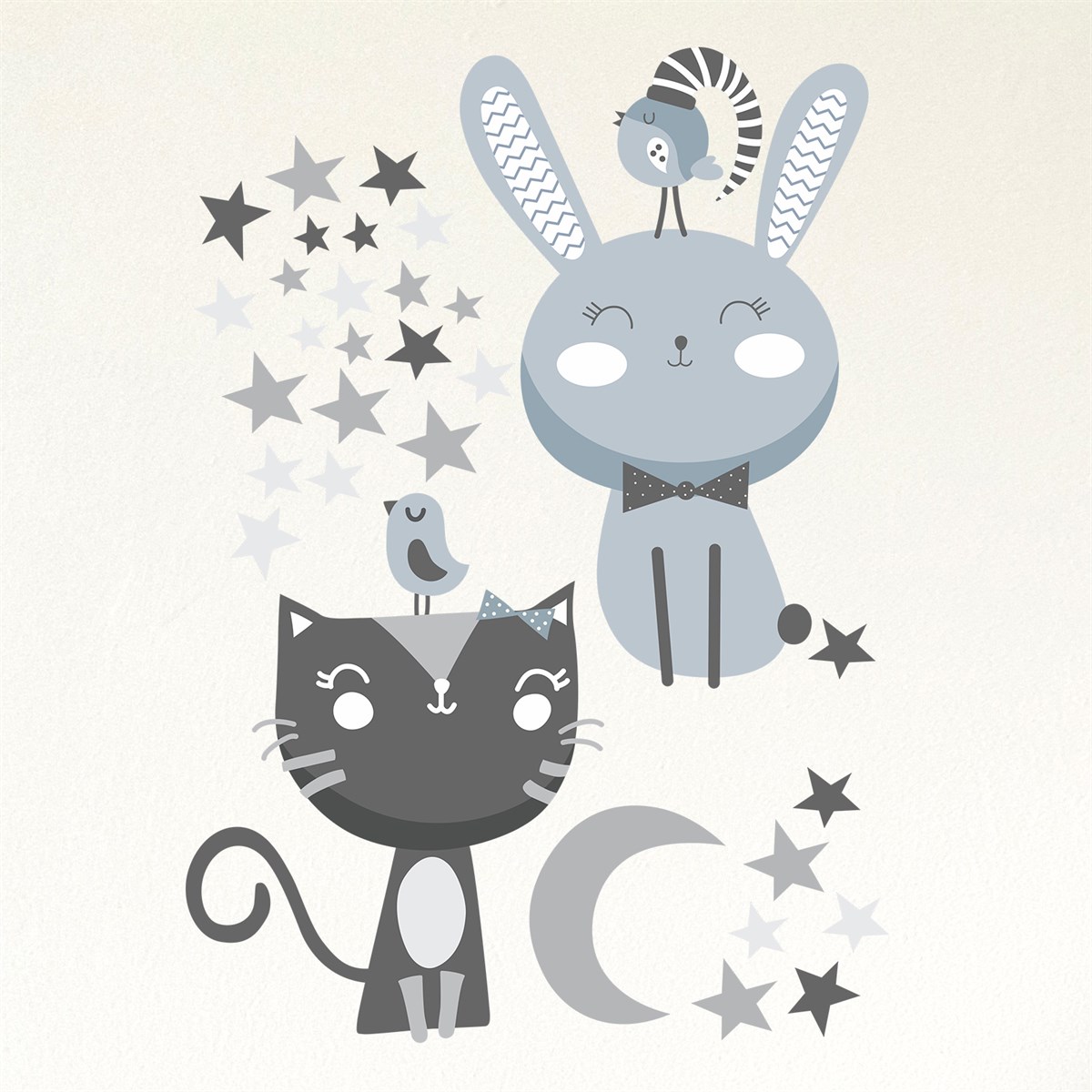 Dekor Loft Yıldızlı Kedi Çocuk Odası Sticker CS-867