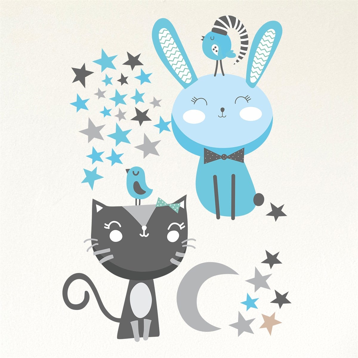 Dekor Loft Yıldızlı Kedi Çocuk Odası Sticker CS-867