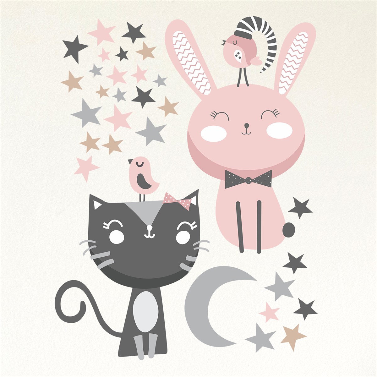Dekor Loft Yıldızlı Kedi Çocuk Odası Sticker CS-867