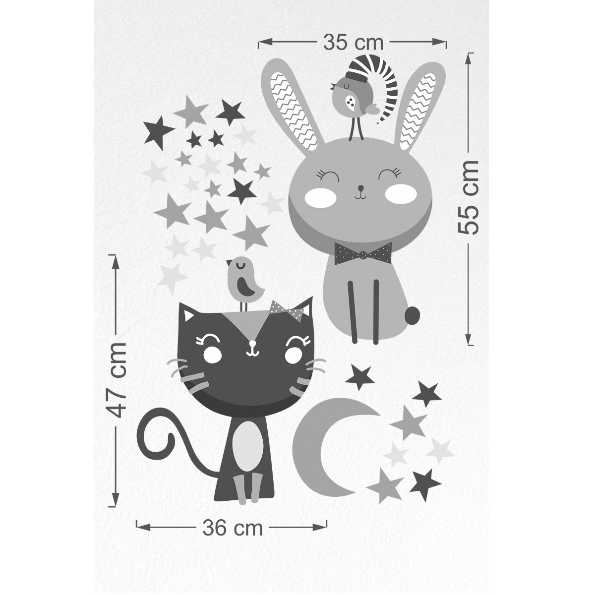 Dekor Loft Yıldızlı Kedi Çocuk Odası Sticker CS-867