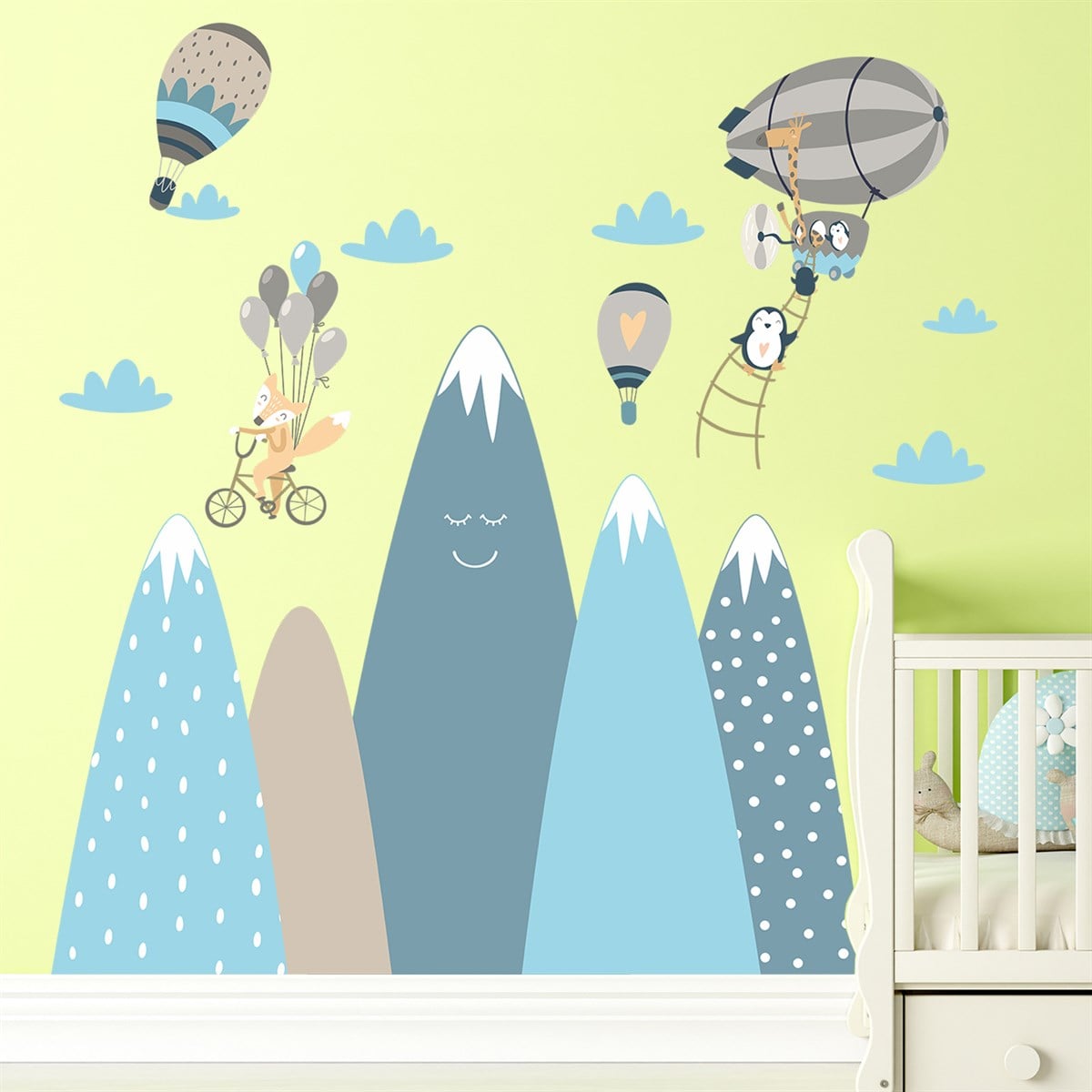 Dekor Loft Zeplin ve Dağlar Çocuk Odası Sticker CS-418