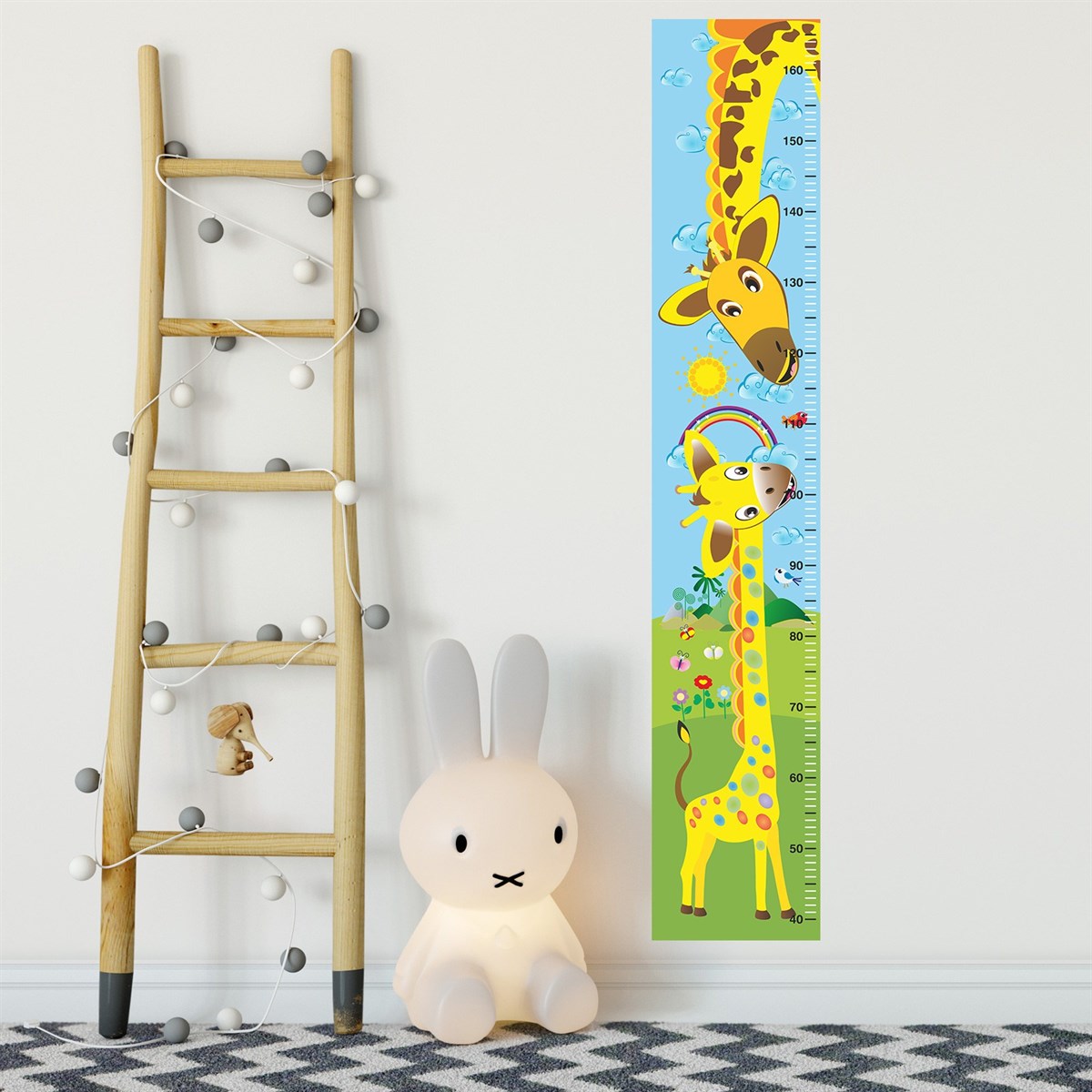 DekorLoft Anne ve Yavru Zürafa Boy Ölçer Sticker DBC3  Sarı